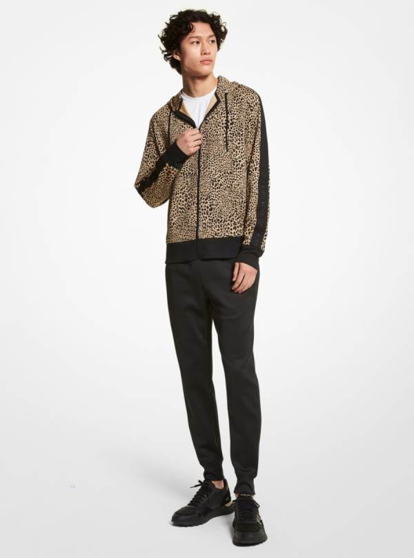 Panske Mikiny S Kapucňou Michael Kors Animal Print Scuba Zip-Up Hnedožltý - Oblecenie Michael Kors Nejlevnejsi | BDAZF-6831